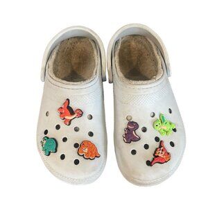 Crocs Classic Faux Fur Lined Light Blue Men 6 Women 8 Dinosaurs Land Down Under